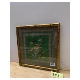 SILK EMBROIDERY, BIRD AND FLORAL MOTIF,