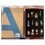 AVON GLASS HOLIDAY ORNAMENTS, ASSORTED FIGURAL