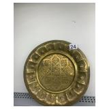 BRASS DECORATIVE PLATE, ETCHED GEOMETRIC STAR