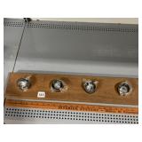 WOODEN LIGHT FIXTURE BACKPLATE, FOUR SOCKETS,