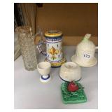 ASSORTED CERAMIC AND GLASSWARE, PEWTER LIDDED