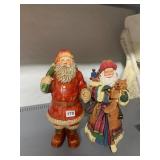RESIN SANTA CLAUS FIGURINES, PAIR, ONE HOLDING