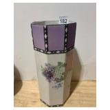 CERAMIC VASE, HEXAGONAL FORM, FLORAL DECORATION,
