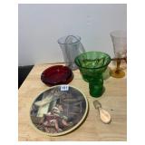 W.S. GEORGE COLLECTOR PLATE, BUBBLE GLASS VASE,