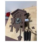 GERMAN CUCKOO CLOCK, CARVED WOOD LEAF MOTIF,