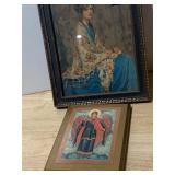 FRAMED PRINT OF WOMAN IN FLORAL SHAWL, ORNATE
