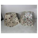 FLORAL PRINT LAMP SHADES, HEXAGONAL FORM, FABRIC