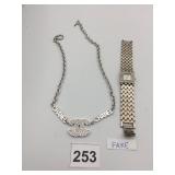 CHANEL STYLE COSTUME NECKLACE, RHINESTONE CC