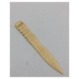 CARVED BONE LETTER OPENER, ELEPHANT FINIAL,