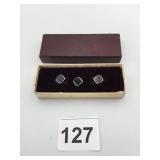 METAL-TONE CUFFLINKS, SQUARE BLACK INLAYS,