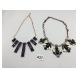COSTUME NECKLACES, INCLUDES BLUE RECTANGULAR