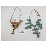 COSTUME NECKLACES, INCLUDES CORAL AND BROWN STONE