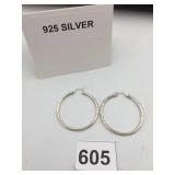 STERLING SILVER HOOP EARRINGS, TEXTURED FINISH,