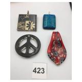 ASSORTED PENDANTS, INCLUDES DICHROIC GLASS,