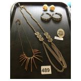 ASSORTED COSTUME JEWELRY, INCLUDES KNOT EARRINGS,