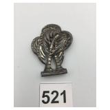 PALM TREE BROOCH, SILVER-TONE METAL, BLUE STONE