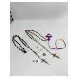 ASSORTED RELIGIOUS ITEMS, INCLUDES ROSARIES,