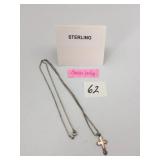 STERLING SILVER BOX CHAIN NECKLACE, ATTACHED