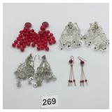 ASSORTED COSTUME EARRINGS, INCLUDES RED BEADED