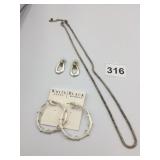 WHITE HOUSE BLACK MARKET EARRINGS, SILVER-TONE