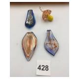 ART GLASS PENDANTS, MUSHROOM FIGURINE,