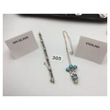 STERLING SILVER BRACELET, RECTANGULAR BLUE