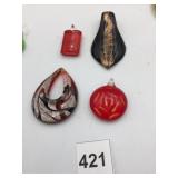 ASSORTED ART GLASS PENDANTS, INCLUDES BLACK AND