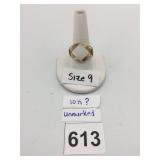 UNMARKED WIRE WRAPPED RING, WHITE STONE,
