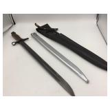 HIBBEN KNIVES BAYONET, WOOD GRIP, STEEL BLADE,