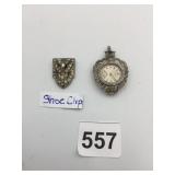 LA SALLE PENDANT WATCH, MARCASITE SETTING,