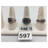 ASSORTED COSTUME RINGS, INCLUDES NATIVE AMERICAN