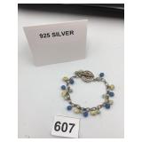 STERLING SILVER CHARM BRACELET, MULTI-COLOR