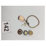 GOLD-TONE CHARM BRACELET W/ MIRACULOUS MEDAL AND