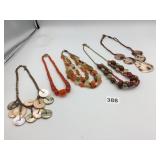 ASSORTED NECKLACES, INCLUDES MOTHER OF PEARL DISC