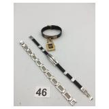 SWEDA PADLOCK WATCH ON LEATHER STRAP, TWO