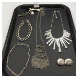 ASSORTED SILVER-TONE JEWELRY, INCLUDES STATEMENT