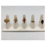 ASSORTED COSTUME RINGS, INCLUDES FILIGREE,