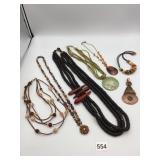 ASSORTED NECKLACES, INCLUDES MULTI-STRAND WOOD