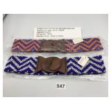 STRETCH BEADED BELTS, ZIGZAG PATTERN, WOODEN