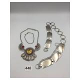 COSTUME NECKLACE, ROMAN COIN MOTIF, GOLD-TONE