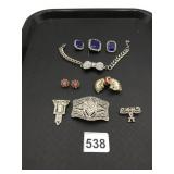 ASSORTED COSTUME JEWELRY, INCLUDES BLUE STONE