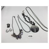 COSTUME JEWELRY, INCLUDES BLACK DISC PENDANT