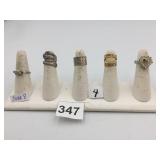 ASSORTED RINGS, INCLUDES SILVER-TONE SPOON RING,