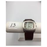 FOSSIL WATCH, RECTANGULAR CASE, BROWN LEATHER