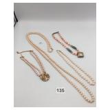 ASSORTED NECKLACES, INCLUDES PINK FAUX PEARL