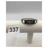 MEXICAN METAL HINGED BANGLE, INLAY MOTHER OF