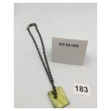 925 SILVER CHAIN NECKLACE, RECTANGULAR GREEN