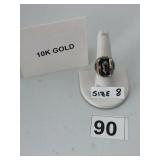 10K GOLD CLASS RING, BLUE STONE CENTER, H INITIAL