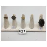 ASSORTED RINGS, INCLUDES METAL BAND, COIN STYLE
