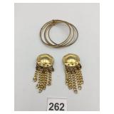 GOLD-TONE CLIP-ON EARRINGS, CIRCULAR ENGRAVED